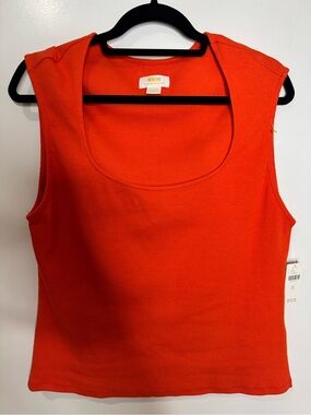 Maeve by Anthropologie Bright Orange Ribbed Scoop Neck Tank size XL